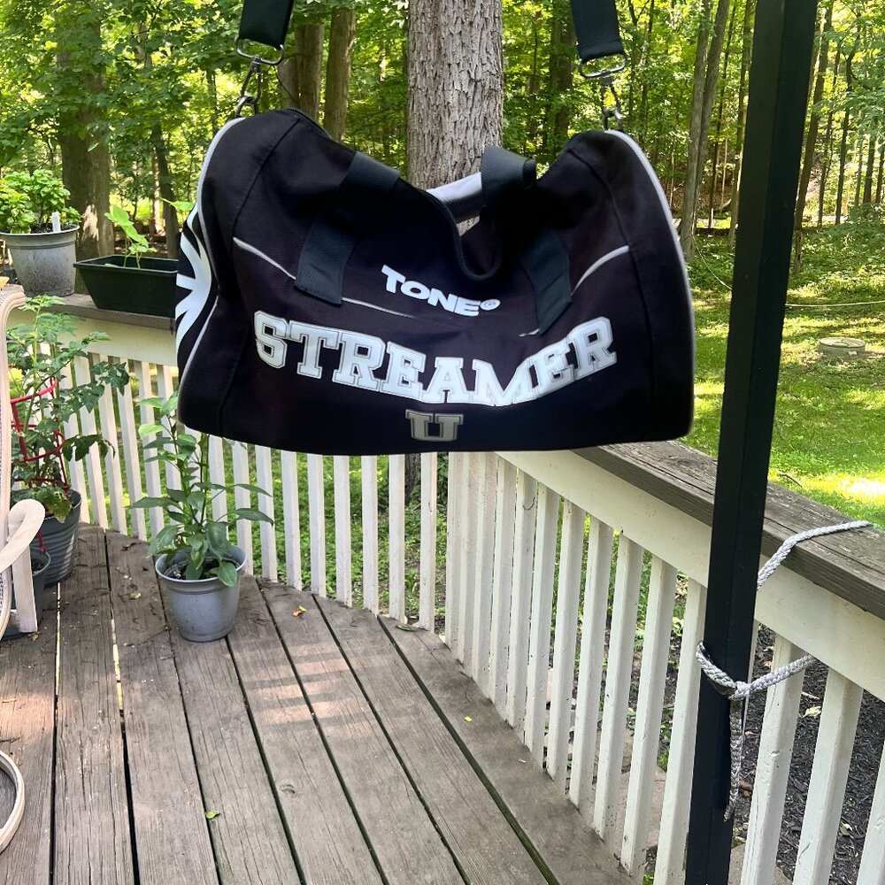 TONE© Streamer University Duffle Bag | Black Gym Travel Bag | NWT Exclusive Drop